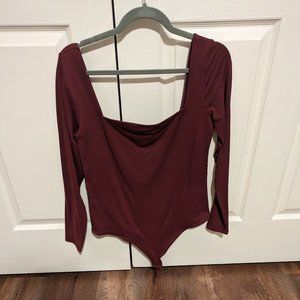 Merlot Large wide square neck bodysuit